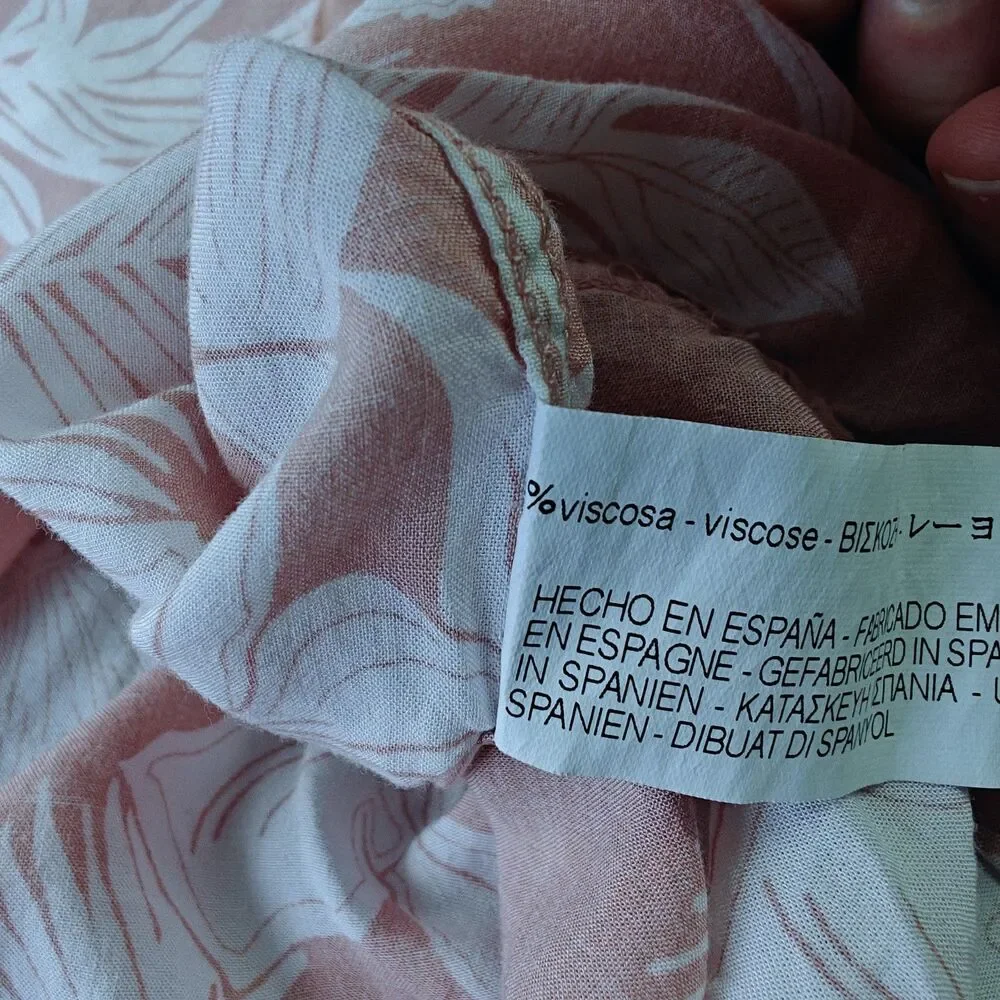 Zara Hawaiian Shirt Men's M Pink Tropical Floral Relaxed Fit Viscose Lightweight